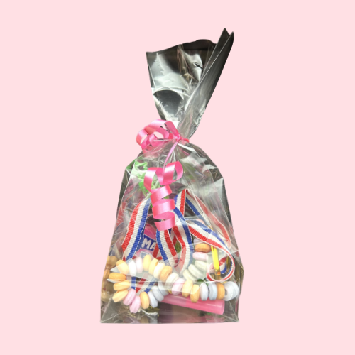 4Daagse Traktatie Cadeautje met medaille snoep en roze lintje