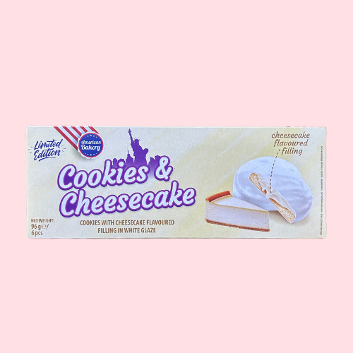 AB Cookies and Cheesecake in gele verpakking met cookie en cheesecake