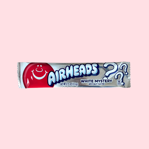 Witte Airheads White mystery smaak snoepstick met rood ballonlogo