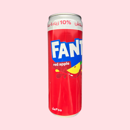 Fanta Red Apple rode verpakking met apple en fanta logo