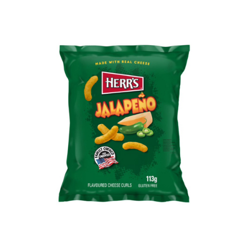 Herr’s Jalapeño Chips in groene verpakking met jalapeño en kaas