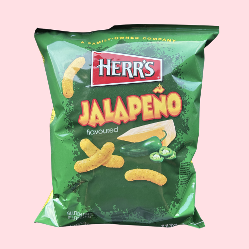 Herr’s Jalapeño Chips in groene verpakking met jalapeño en kaas