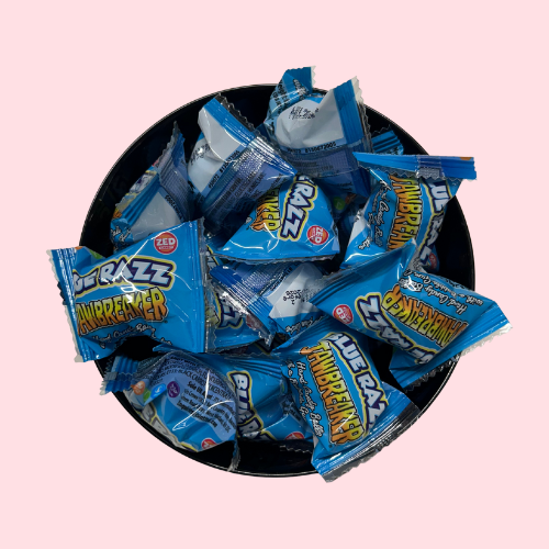 Blauwe Jawbreaker Blue Razz snoepjes, per stuk verpakt