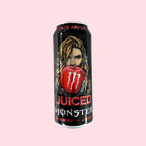 Zwart Monster Bad Apple blikje met M op appel en vrouw