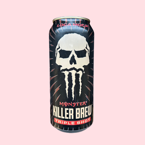 Monster Killer Brew Loca Moca zwart-rood blik met skelet monster logo