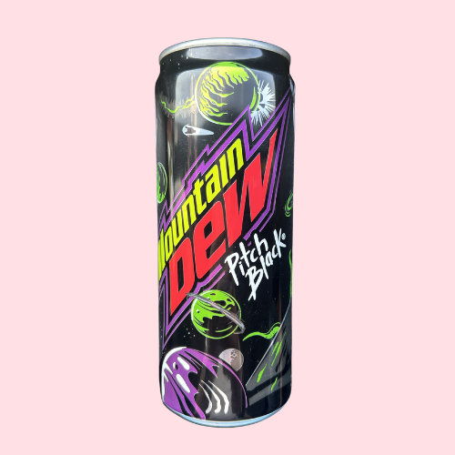 Mountain Dew Pitch Black zwart blikje drinken met Mountain Dew logo