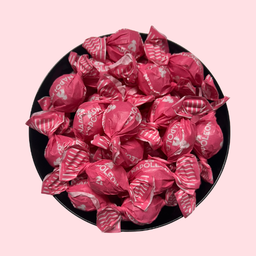 Roze Napoleon Framboos snoepjes, individueel verpakt