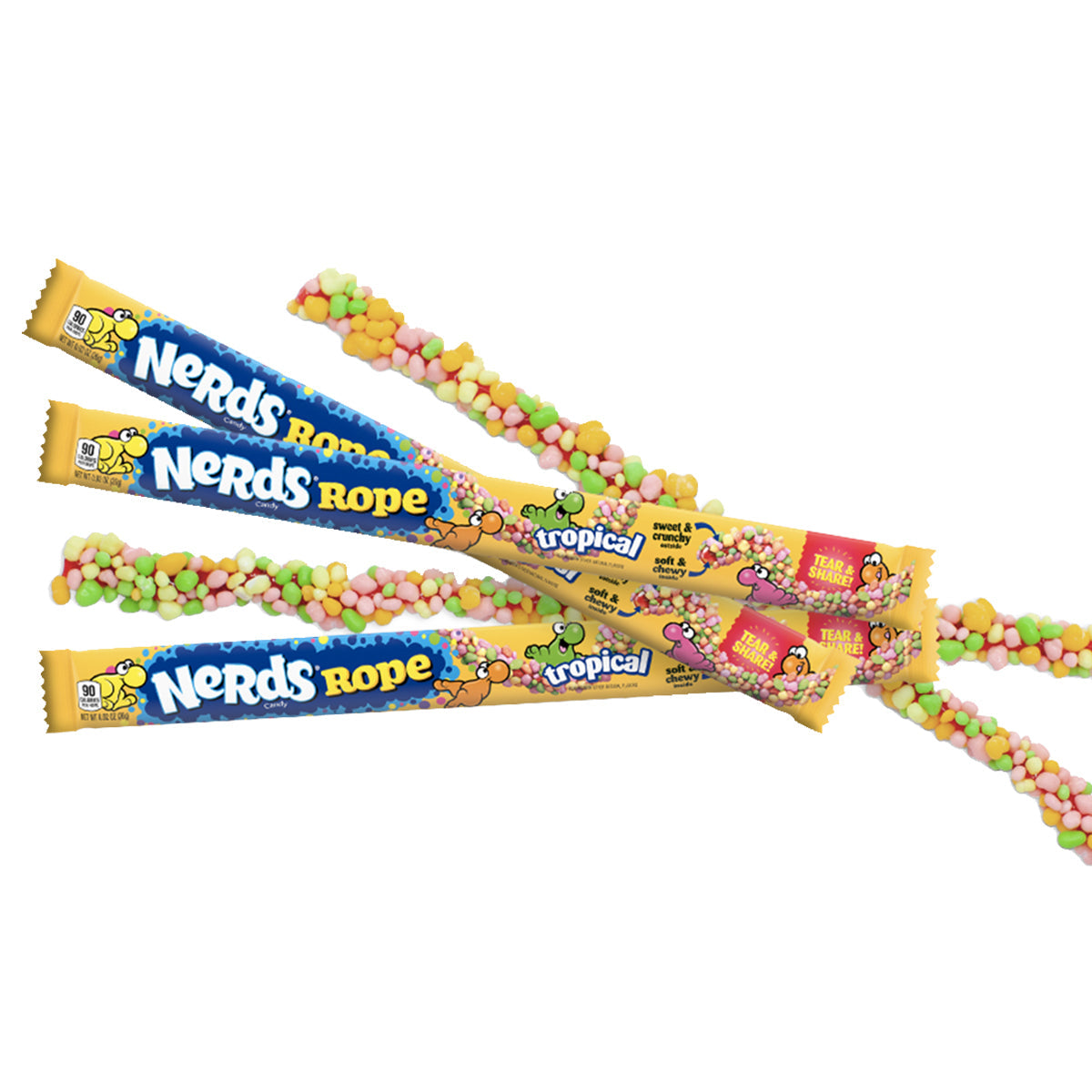 Lange gele Nerds Rope snoepstick tropical smaak