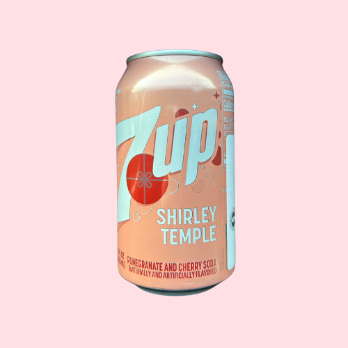 oranje 7Up Shirley Temple blikje met witte 7up logo