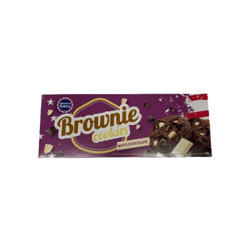 AB Brownie Cookies White in paarse verpakking met brownie cookies