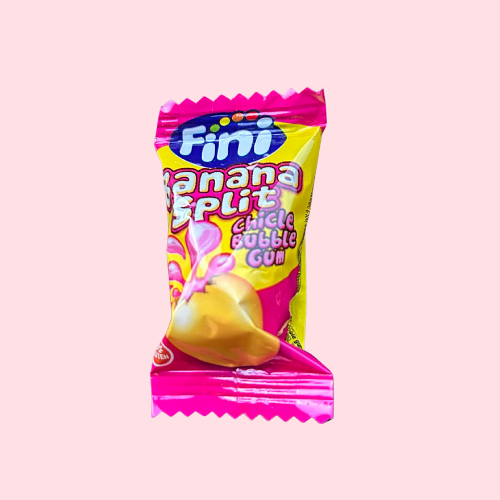 Banana Split Bubblegum geel roze met fini logo