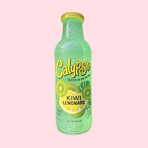Calypso Kiwi Lemonade groene fles met gele tekst en dop limonade kiwi smaak