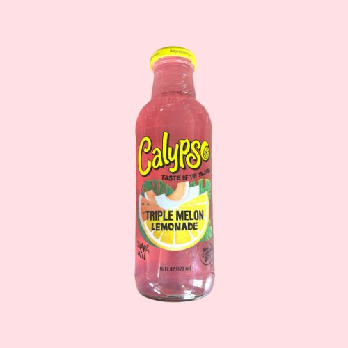 Roze-geel Calypso Triple Melon Lemonade blikje met meloenafbeelding