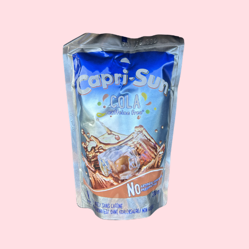Capri Sun Cola blauw zilver fruitig pakje drinken in cola smaak
