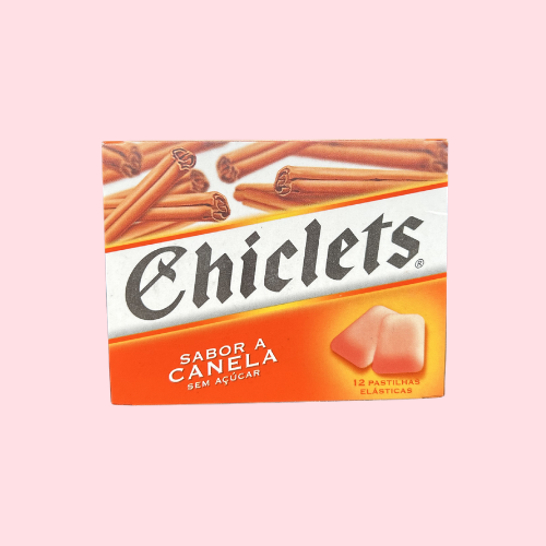 Chiclets Cinnamon kauwgom oranje verpakking met kaneel en chiclets logo