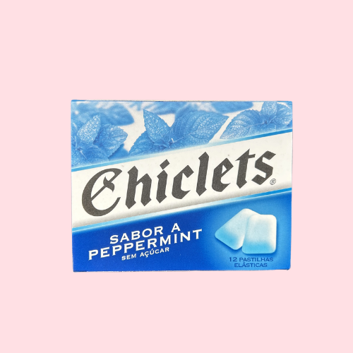 Chiclets Peppermint kauwgom blauwe verpakking met mint en chiclets logo