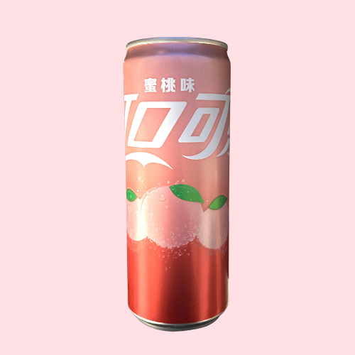 Coca Cola China Peach perzik smaak met roze-rode blik