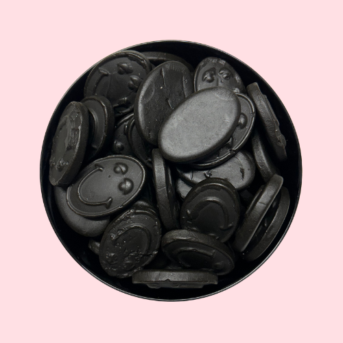 Drop smiley's zwart ovale vorm in zwart bakje