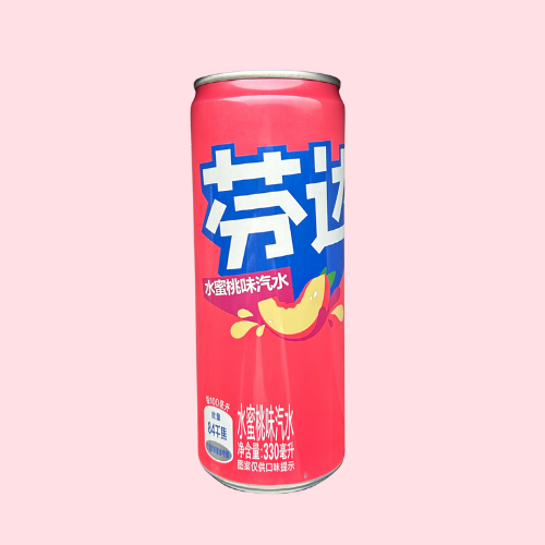 Fanta China Peach roze blikje met perzik en chinees fanta logo