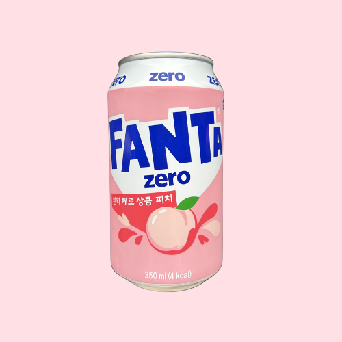 Fanta Korea Zero Sugar Peach roze wit blikje met fanta logo