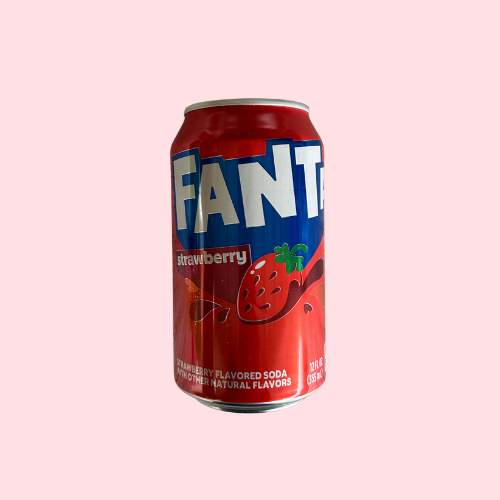 Rood Fanta Strawberry blikje met Fanta-logo