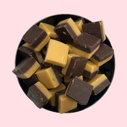 Fudge Vanille Choco in zwart bakje