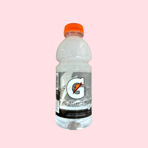 Witte Gatorade Frost Glacier Cherry fles met oranje dop
