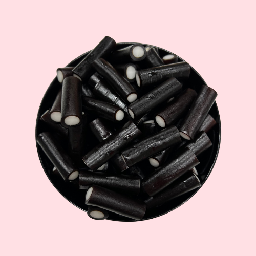 Zwarte met witte vulling heksehyl mint in zwart bakje