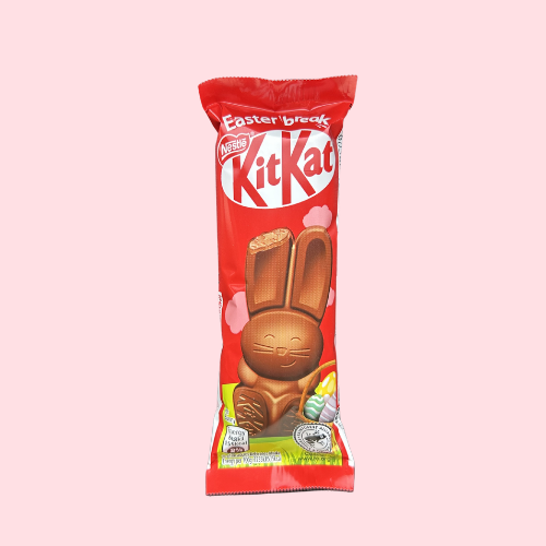 Kitkat Bunny rode verpakking met choco konijn en kitkat logo