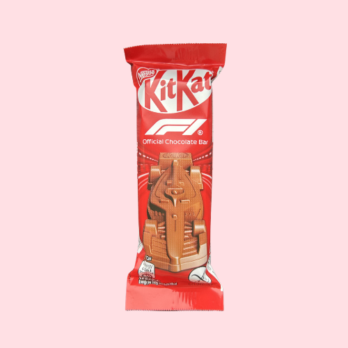 Kitkat Icon F1 Car rode verpakking met kitkat logo en chocolade formule 1 auto