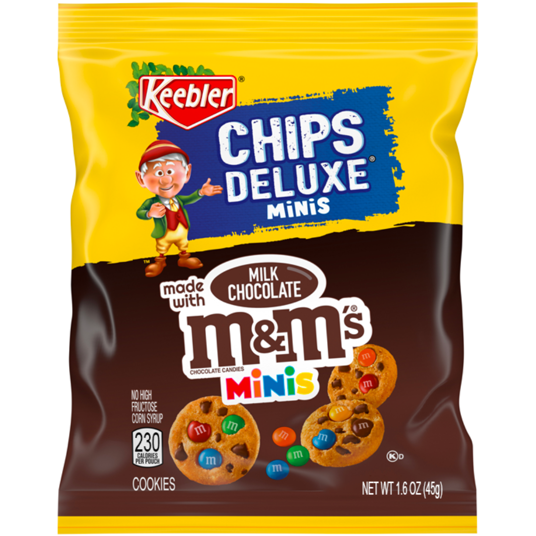 M&M’s Bite Size Cookies in geel-bruin zakje met koekjes