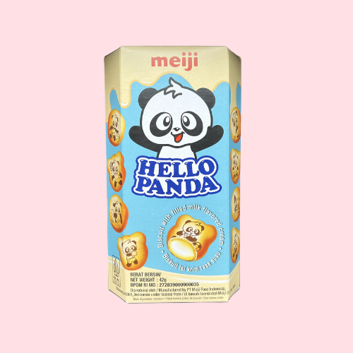 Meiji Hello Panda Milk blauw creme verpakking met panda 