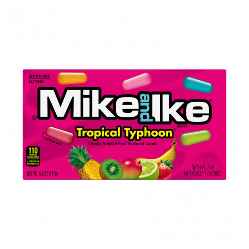 Roze Mike and Ike Tropical Typhoon snoepdoosje met fruit