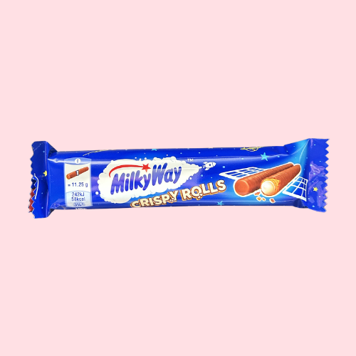 Milky Way Wafer Rolls blauwe verpakking met Milky way logo