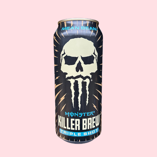 Monster Killer Brew Mean Bean blauw zwarte verpakking, met skelet monster logo