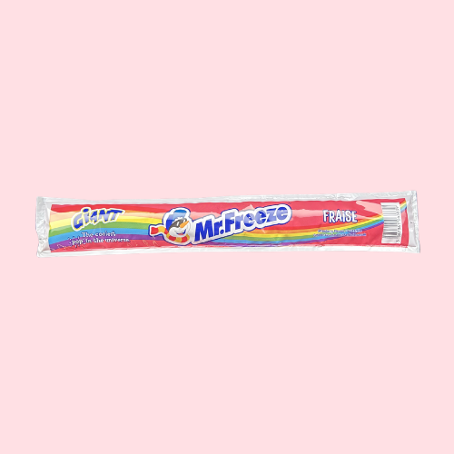Mr Freeze Waterijsje regenboog kleuren met mr. freeze logo