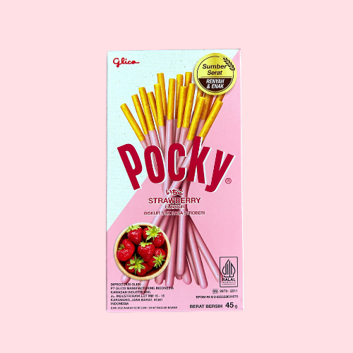 Pocky strawberry roze witte verpakking met stokjes 