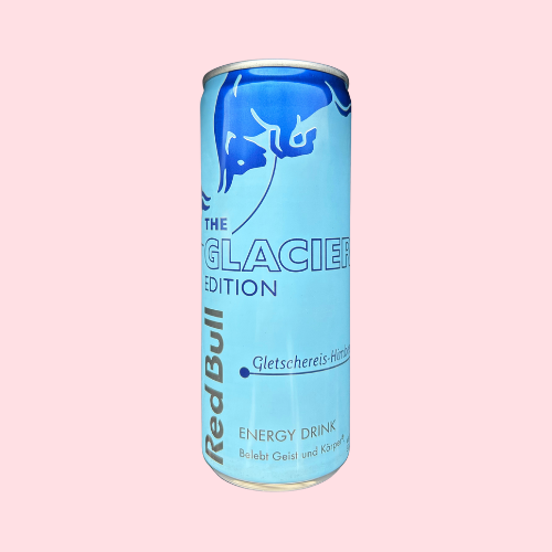 Red Bull Glacier Edition licht blauw blikje met red bull logo