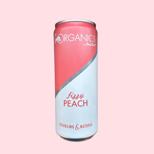 Red Bull Organics Fizzy Peach perzikc smaak wit roze blikje