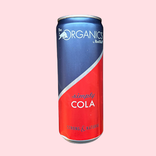 Red Bull Organics Simply Cola smaak rood blauw blik 