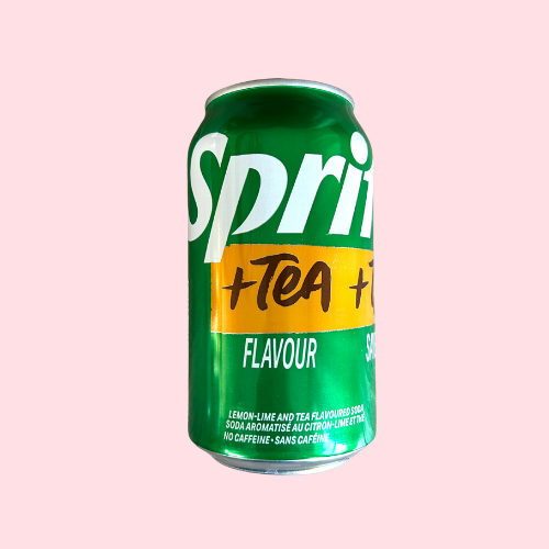 Groen Sprite Tea blikje met gele accenten en logo