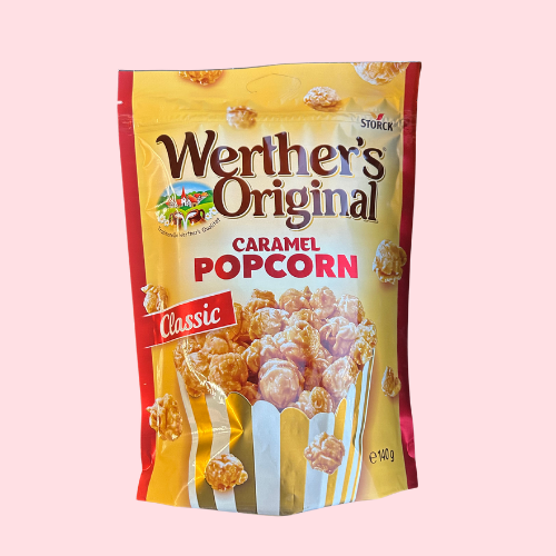 Werther's Original Popcorn Classic caramel smaak popcorn in gouden-rode verpakking