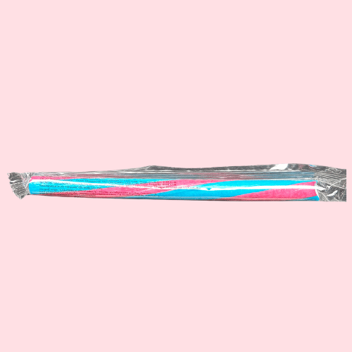 Zuurstok Bubblegum roze blauwe kleur in plastic 